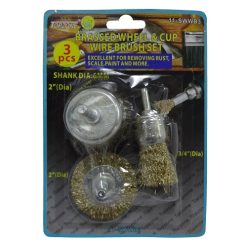 Brassed Wheel & Cup Wire Brush 3pc-wholesale