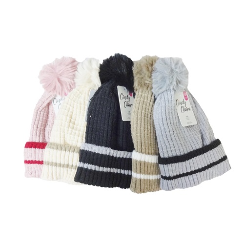 Claire Ladies Pom Pom Hat Asst-wholesale Claire Ladies Pom Pom Hat Asst-wholesale