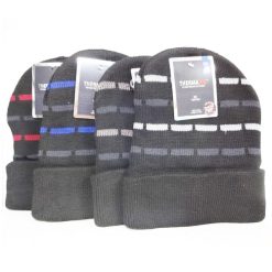 ThermaX Winter Hats Black W-Stripes-wholesale