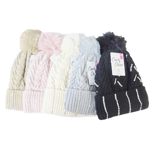 Claire Ladies Beanie Hat Asst Design-wholesale Claire Ladies Beanie Hat Asst Design-wholesale