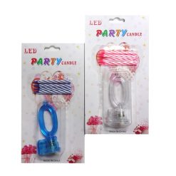 Birthday Candles 4pc + LED #0 Asst Clrs-wholesale
