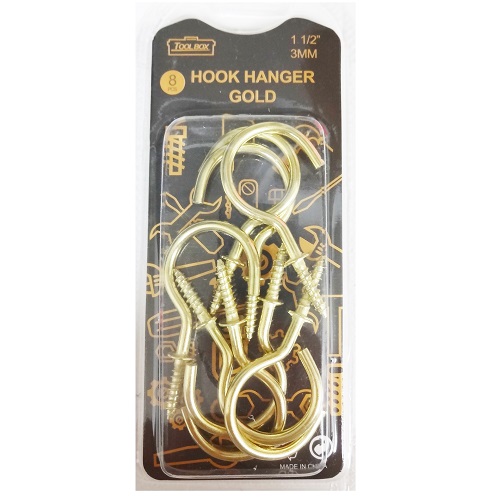 Hook Hanger Gold 8pc 1 ½ 3MM-wholesale Hook Hanger Gold 8pc 1 ½ 3MM-wholesale