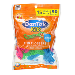 Dentek Kids Fun Flossers 90ct Asst Clrs-wholesale