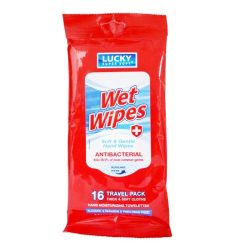 Lucky Wet Wipes 16ct Antibaterial Travel-wholesale