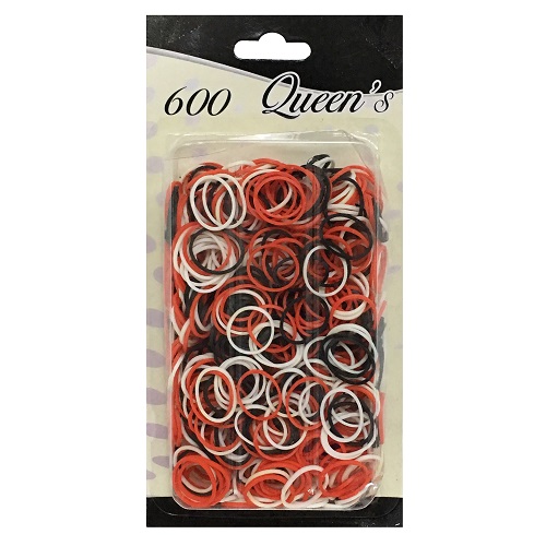 Hair Rubber Bands 600pc Red Blck & Wh-wholesale