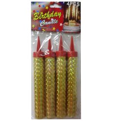 Birthday Candles Sparkling 4pc Gold-wholesale