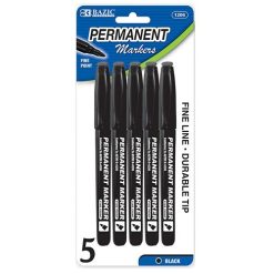Permanent Black Markers 5pk Fine Tip-wholesale