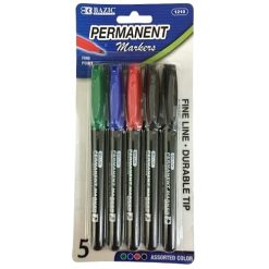Permanent Markers 5pk Fine Line Asst Clr-wholesale