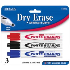 Dry Erase Markers 3pk Asst Clrs-wholesale