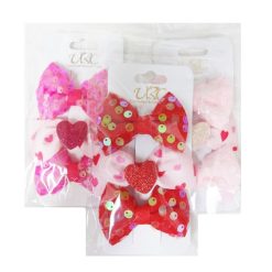 Hair Metal Snaps W-Bow 3pc W-Hearts-wholesale