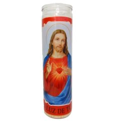 Candle 8in Sagrado Corazon Red-wholesale