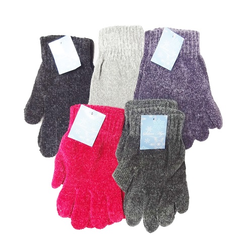 Womens Chenille Gloves Asst Clrs-wholesale