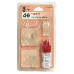 ***Adoro Nail W-Glue French Clear 40pc-wholesale