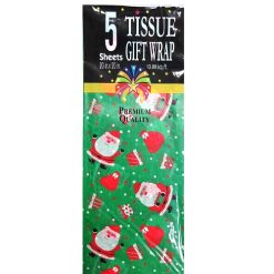 X-Mas Tissue Paper 5ct Santa Print-wholesale