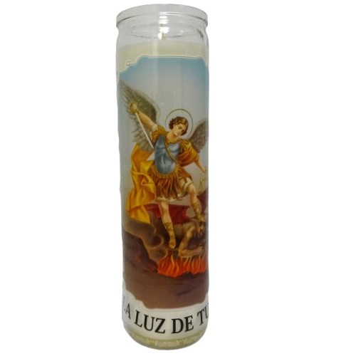 Candles 8in San Miguel Arcangel White-wholesale