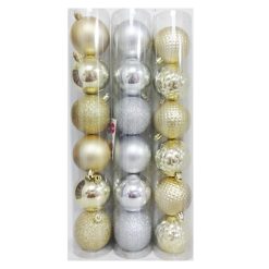 X-Mas Ball Ornaments 6pc Gold & Silver-wholesale