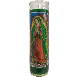 Candle 8in Green Virgen D-Guadalupe-wholesale