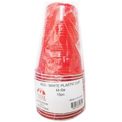 Plastic Cups 15ct 16oz Red-White-wholesale