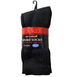Crew Socks 2pk 9-11 Black-wholesale
