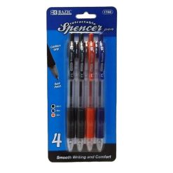 Spencer Ballpoint Pen 4pc Asst Clrs Ret-wholesale