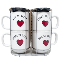 Coffee Mug Set 4pc Heart Design-wholesale
