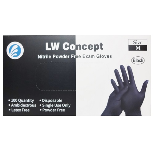 L.C Nitrile Blk Exam Gloves M P-F 100ct-wholesale