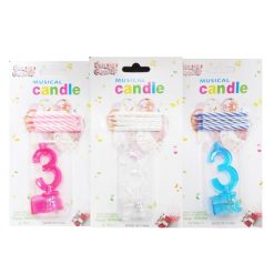 Birthday Candles #3 4pc LED Asst Clrs-wholesale