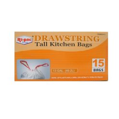 Ri-Pac Drawstring Kitchen Bag 15ct 13gl-wholesale