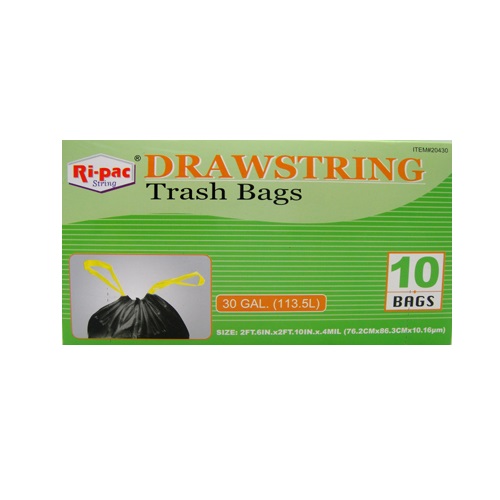 Ri-Pac Drawstring Trash Bags 10ct 30g-wholesale -  - Online  wholesale store of general merchandise and grocery items