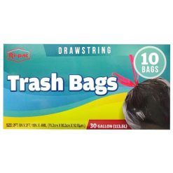 Ri-Pac Drawstring Trash Bags 10ct 30g-wholesale