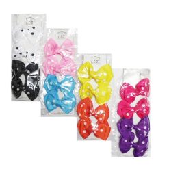 Hair Metal Snaps W-Bow 4pk Polka Dot-wholesale