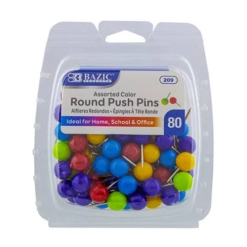 Ball Push Pins 80ct Asst Clrs-wholesale