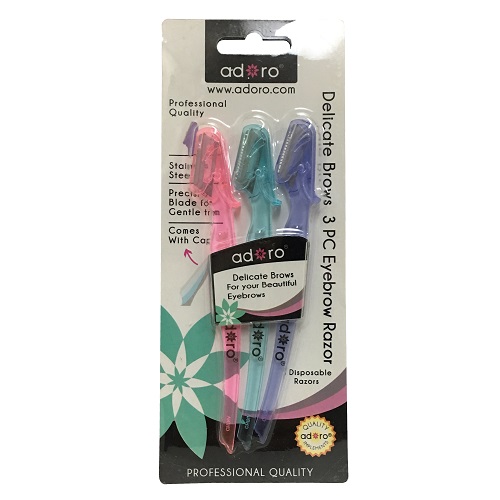 Adoro Eyebrow Razors 3pc Asst Clrs-wholesale Adoro Eyebrow Razors 3pc Asst Clrs-wholesale