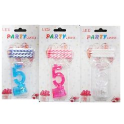 Birthday Candles #5 4pc LED Asst Clrs-wholesale