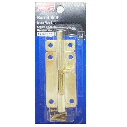 Bulldog Barrel Bolt 4in Brass Plated-wholesale Bulldog Barrel Bolt 4in Brass Plated-wholesale