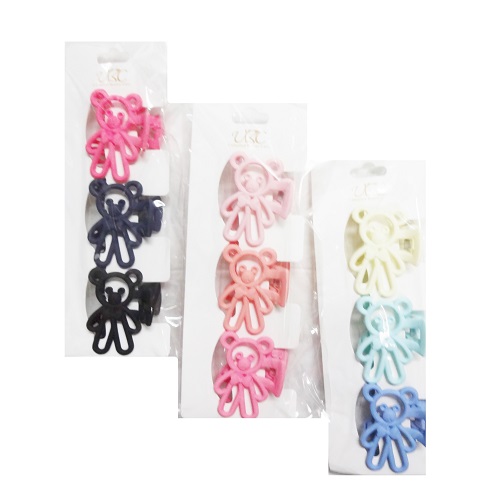 Hiar Clip 3pk Bear Asst Clrs-wholesale Hiar Clip 3pk Bear Asst Clrs-wholesale