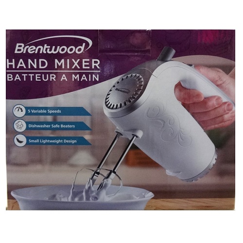 Brentwood Hand Mixer 5 Speed Wht & Silve-wholesale Brentwood Hand Mixer 5 Speed Wht & Silve-wholesale