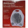 Brentwood Fan Heater 2 In 1 White-wholesale Brentwood Fan Heater 2 In 1 White-wholesale