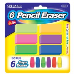Erasers 12pc Neon Asst Clrs-wholesale