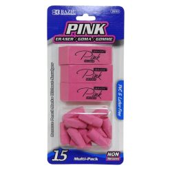 Pink Erasers 15pc Multi-Pack-wholesale