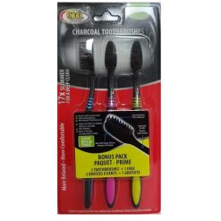 O.F Toothbrush Charcoal 3pk Md-wholesale