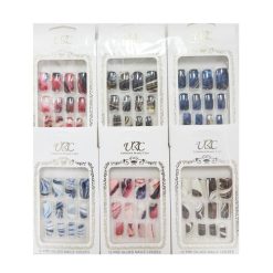Pre-Glue Nails 12ct Asst Design-wholesale