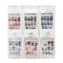 Pre-Glued Nails 12ct Asst Design-wholesale