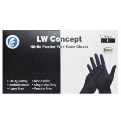 L.C Nitrile Blk Exam Gloves L P-F 100ct-wholesale