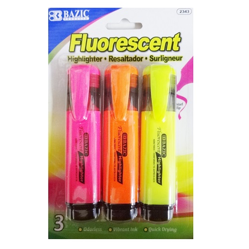 Highlighters 3pk Asst W-Pockets-wholesale Highlighters 3pk Asst W-Pockets-wholesale