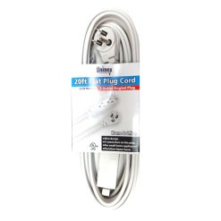Uninex Flat Plug Cord 20ft Wht-wholesale