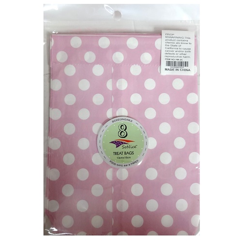 Treat Bags 8pk Polka Dots Pink-wholesale