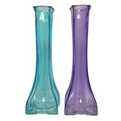 Vase Glass Bud Square Asst Clrs-wholesale
