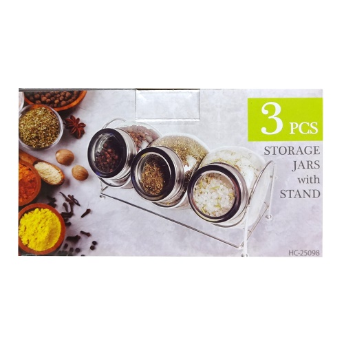 Storage Jar Set 3pc W-Metal Stand-wholesale Storage Jar Set 3pc W-Metal Stand-wholesale