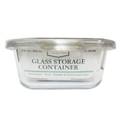 Storage Container Glass 17.6oz W-Lid-wholesale